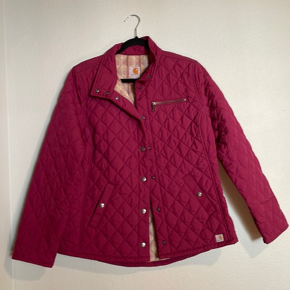 Carhartt Jackets & Blazers - Carhartt snap closure quilted raspberry jacket. Worn once.